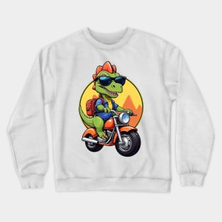 Motorbike Riding Dinosaur Crewneck Sweatshirt